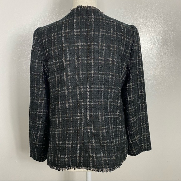 Ann Taylor Shimmer Plaid Fringe Tweed Jacket - Picture 6 of 9